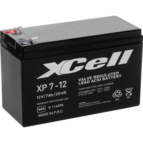 XCell XP712F2 XCEXP712F2 Bleiakku 12V 7Ah Blei-Vlies (AGM) (B x H x T) 151 x 94 x 65mm Flachstecker 6.35mm Wartungsfrei