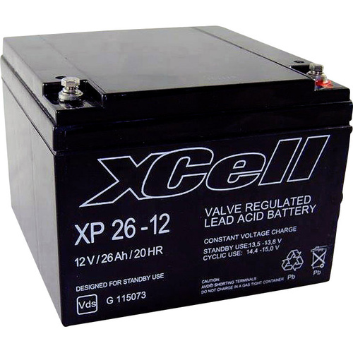 XCell XP2412 XCEXP2612 Bleiakku 12V 26Ah Blei-Vlies (AGM) (B x H x T) 165 x 127 x 176mm M5-Schraubanschluss Wartungsfrei