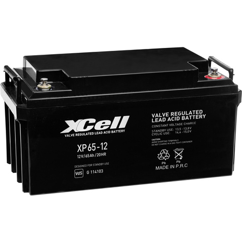 XCell XP6512 XCEXP6512 Bleiakku 12V 65Ah Blei-Vlies (AGM) (B x H x T) 348 x 178 x 167mm M6-Schraubanschluss Wartungsfrei