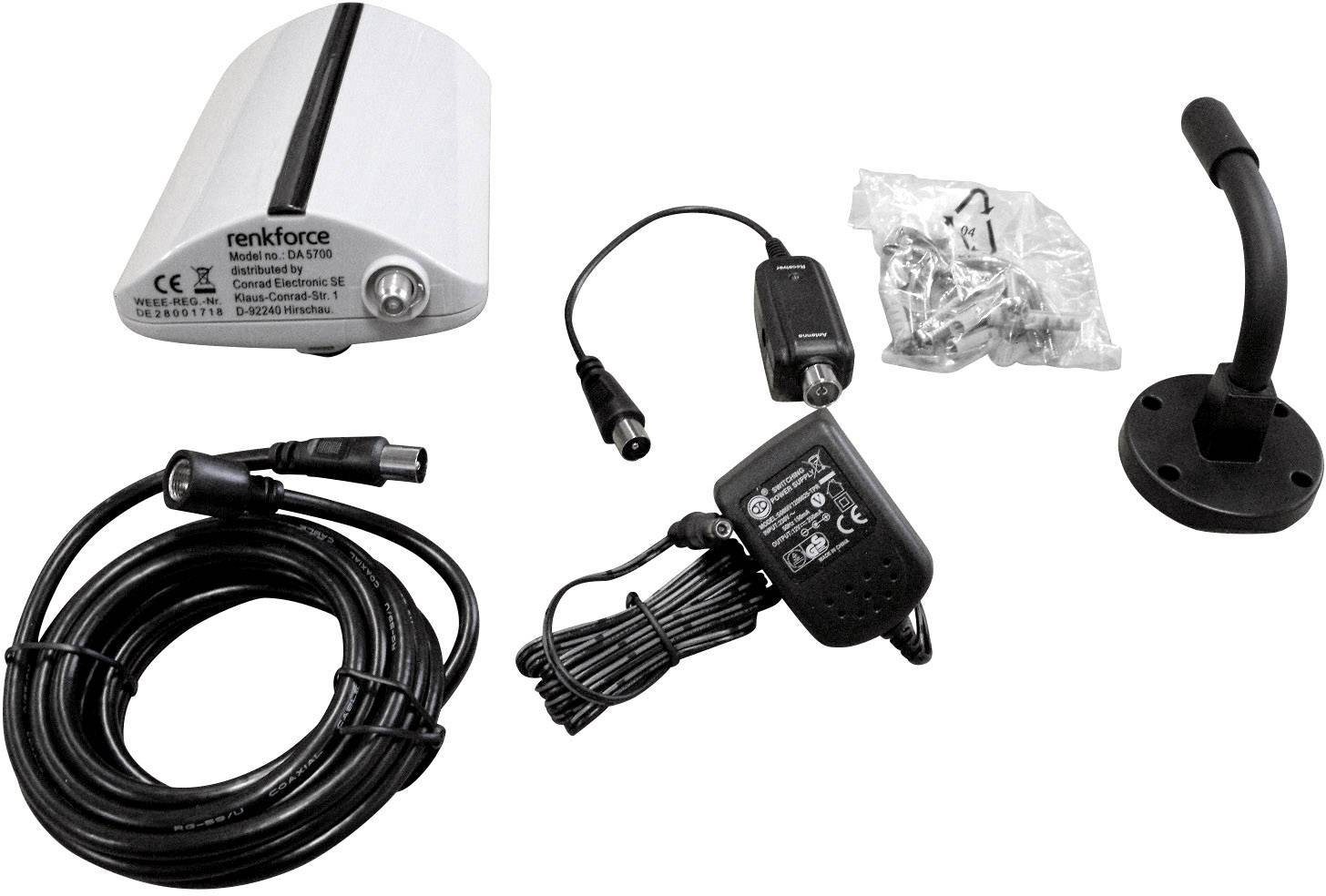 Renkforce Aktive DVB-T/T2-Dachantenne Außenbereich Verstärkung: 20 dB Grau