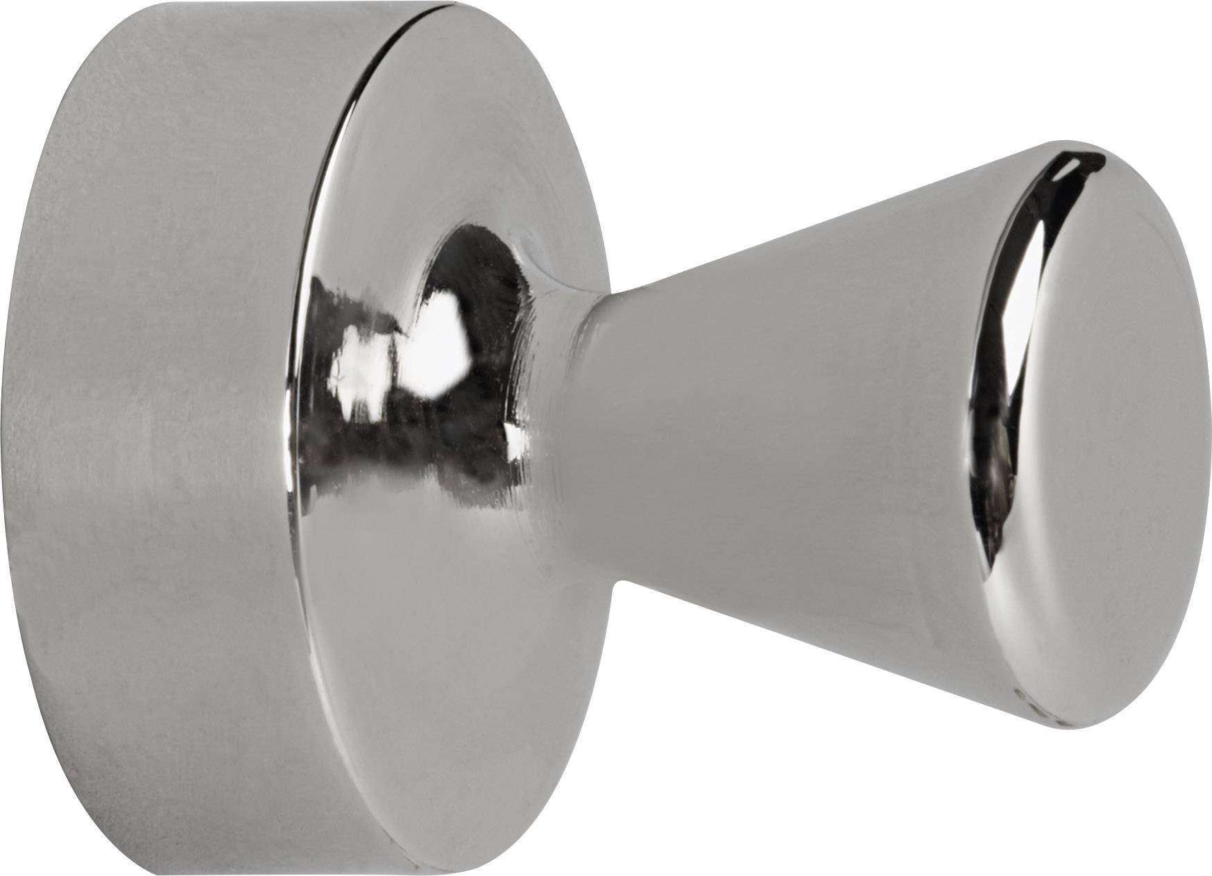 Ein silberner Wandhaken in konischer Form, geeignet zum Aufhängen von Handtüchern oder Kleidung in Badezimmern oder Küchen.