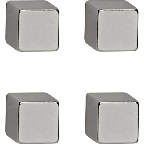 Maul Neodym Magnet (B x H x T) 10 x 10 x 10mm Würfel Silber 4 St. 6169296