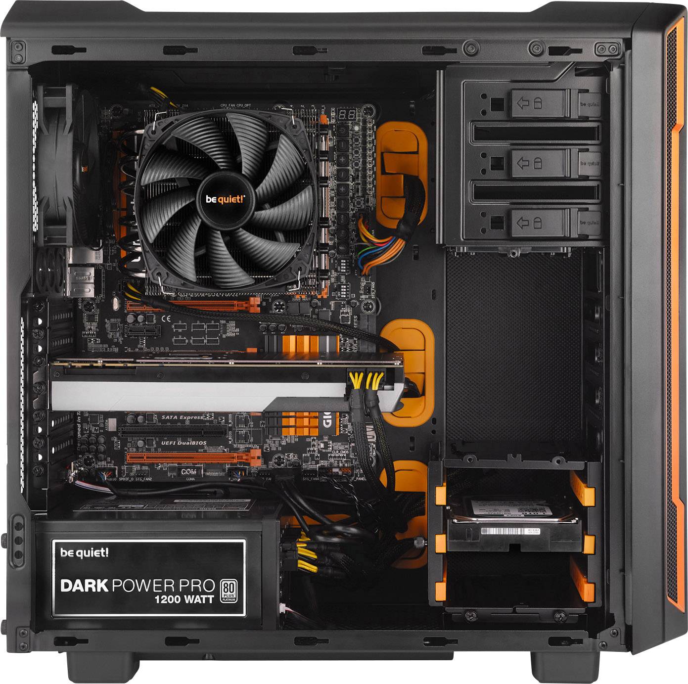 BeQuiet Silent Base 600 Window Midi-Tower Gaming-Gehäuse Orange, Schwarz
