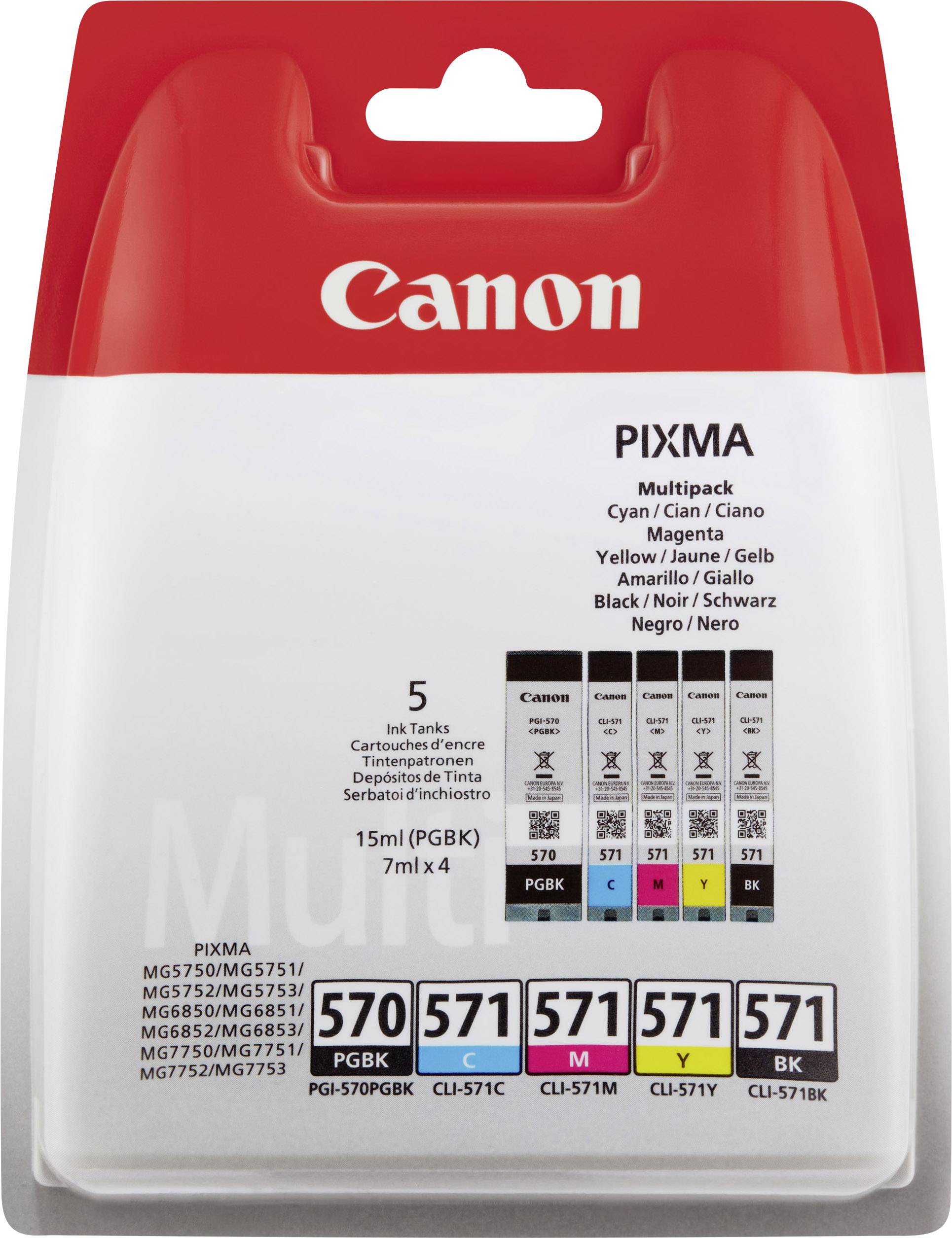 Canon PGI-570/CLI-571 PGBK/BK/C/M/Y Multi Pack - 5er-Pack - Schwarz - Gelb - Cya