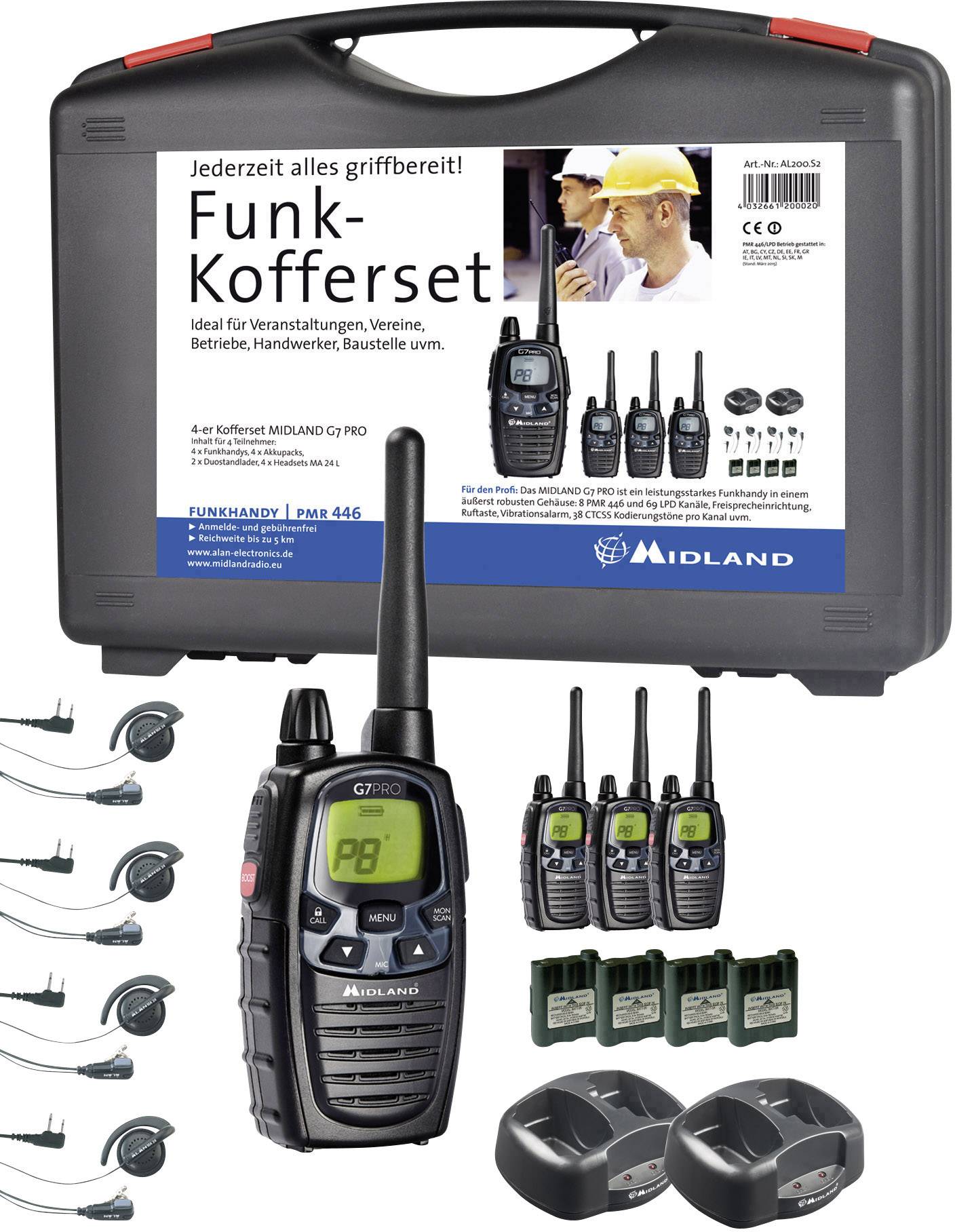 Midland G7 Pro AL200.S2 PMR/LPD-Handfunkgerät 4er Set