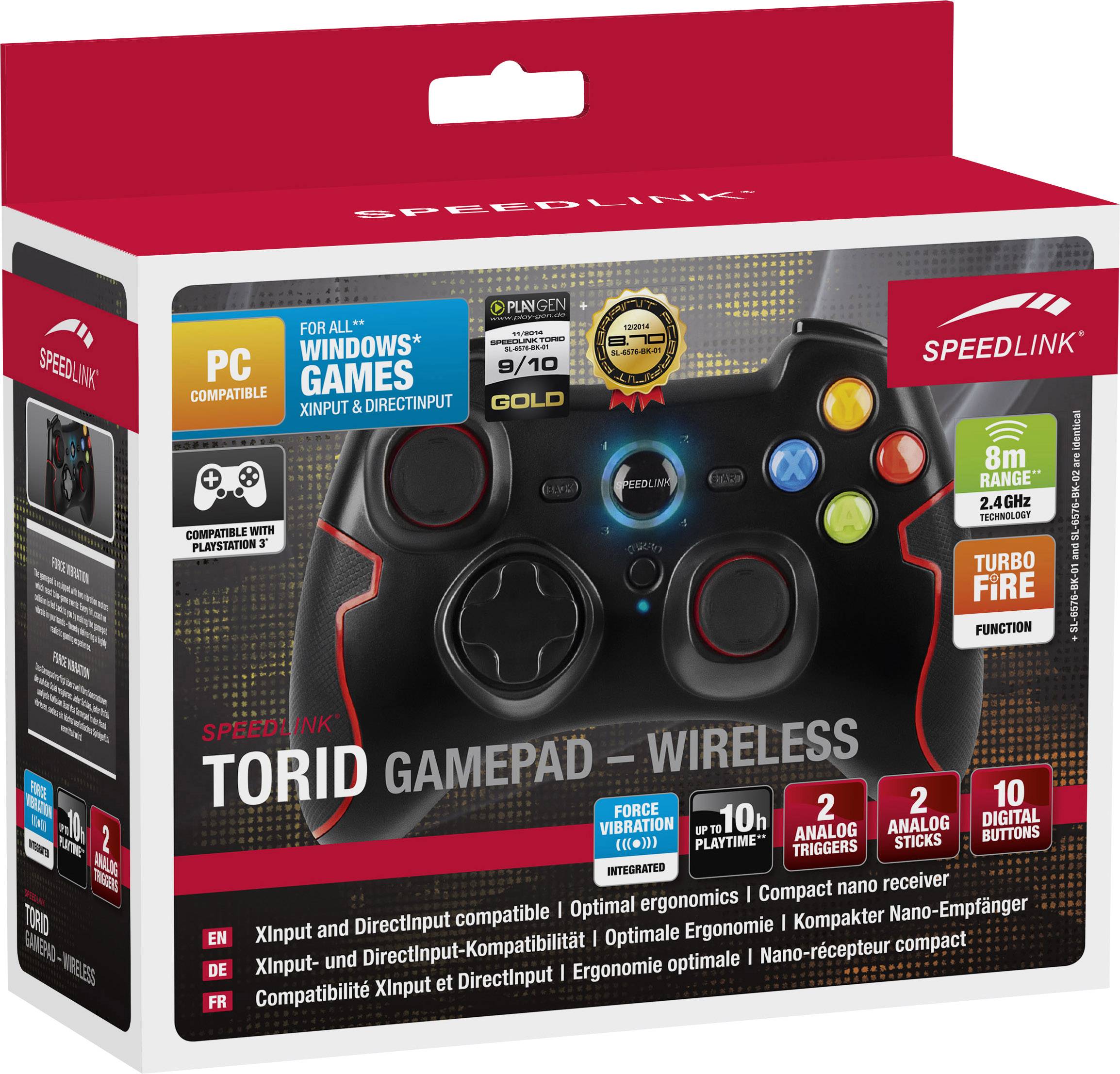 SpeedLink TORID Gamepad PC, PlayStation 3 Schwarz