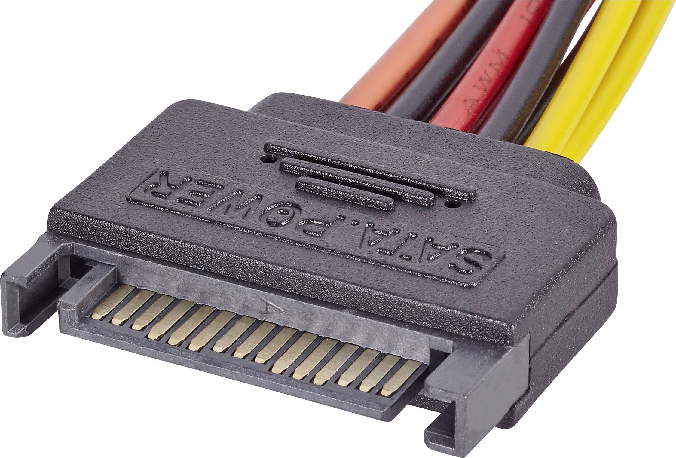 Renkforce Strom Y-Adapter [1x SATA-Strom-Stecker 15pol. - 2x SATA-Strom-Buchse 15pol.] 0.15m Schwarz, Rot, Gelb