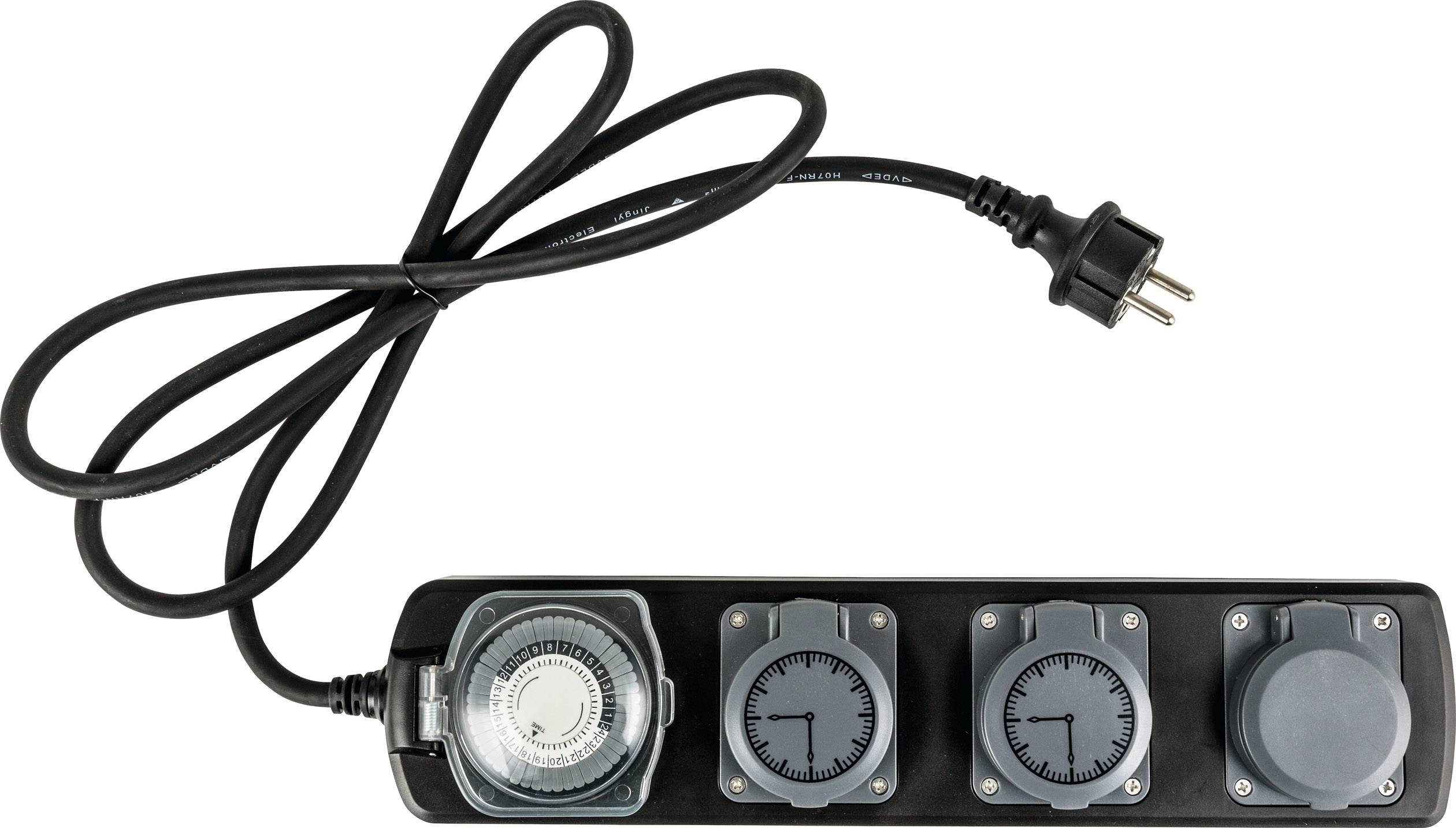 Heitronic 45074 Steckdosenleiste mit Schaltuhr 3fach Schwarz, Grau Schutzkontakt 1 St.