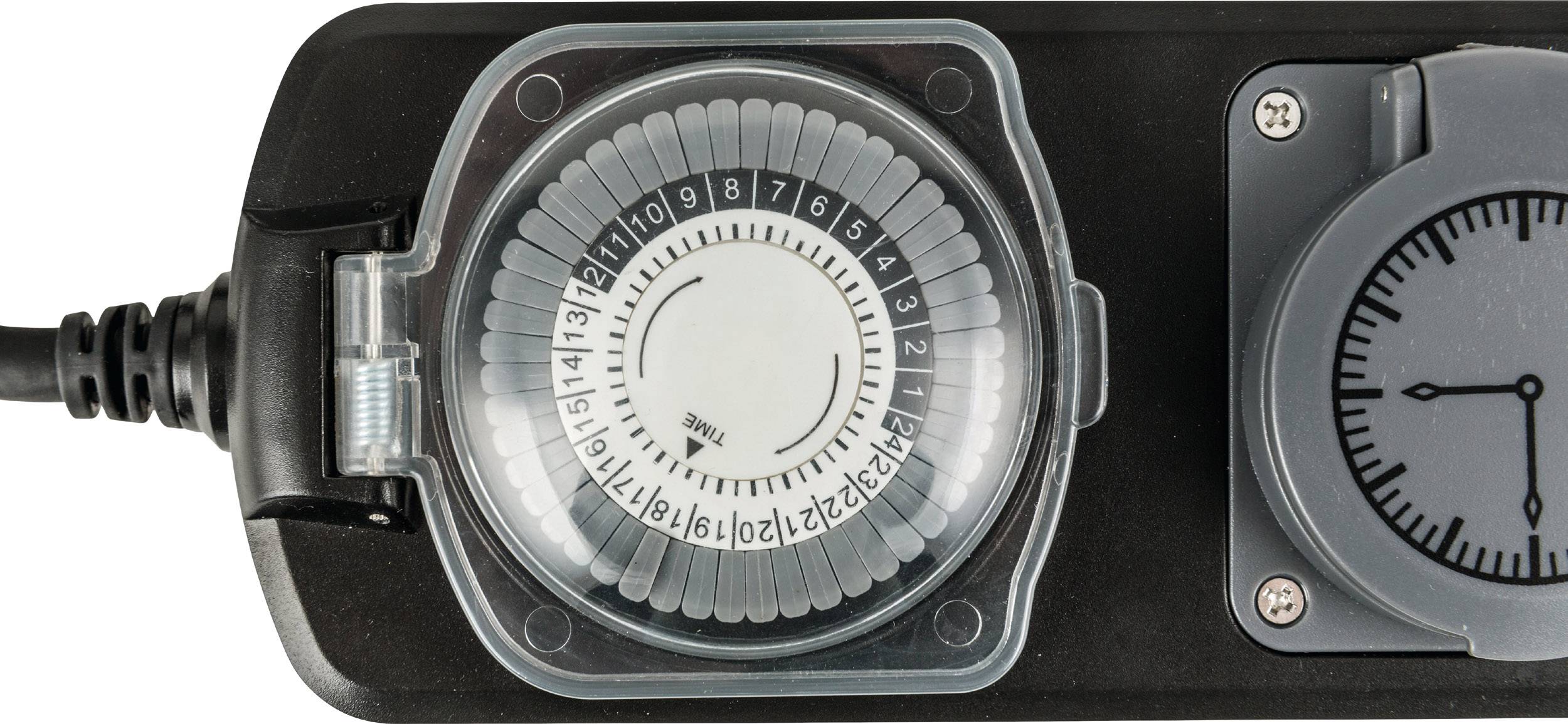 Heitronic 45074 Steckdosenleiste mit Schaltuhr 3fach Schwarz, Grau Schutzkontakt 1 St.