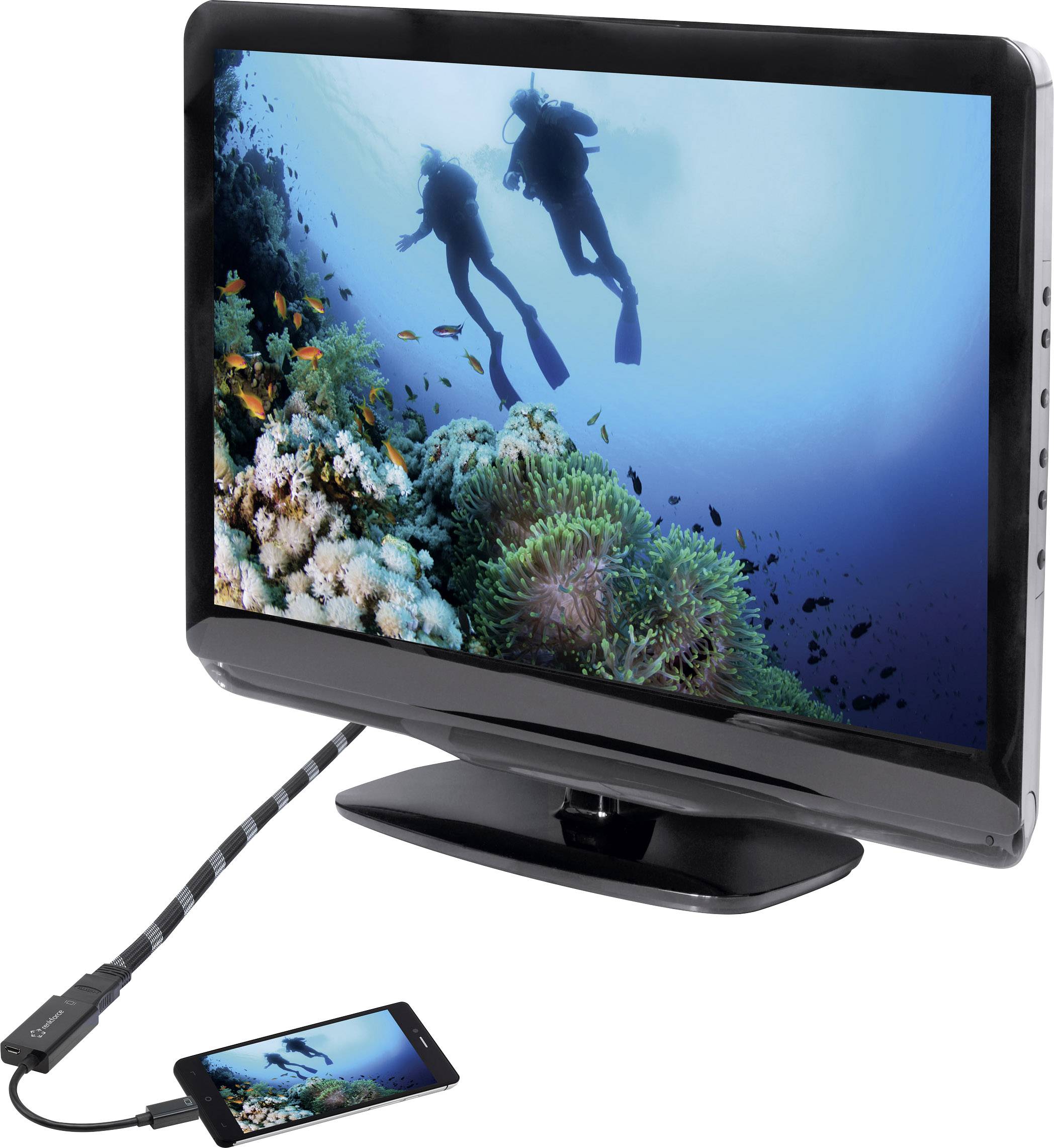 Renkforce RF-4189506 USB / HDMI Adapter [1x USB 2.0 Stecker Micro-B - 1x HDMI-Buchse] Schwarz  10.00 cm