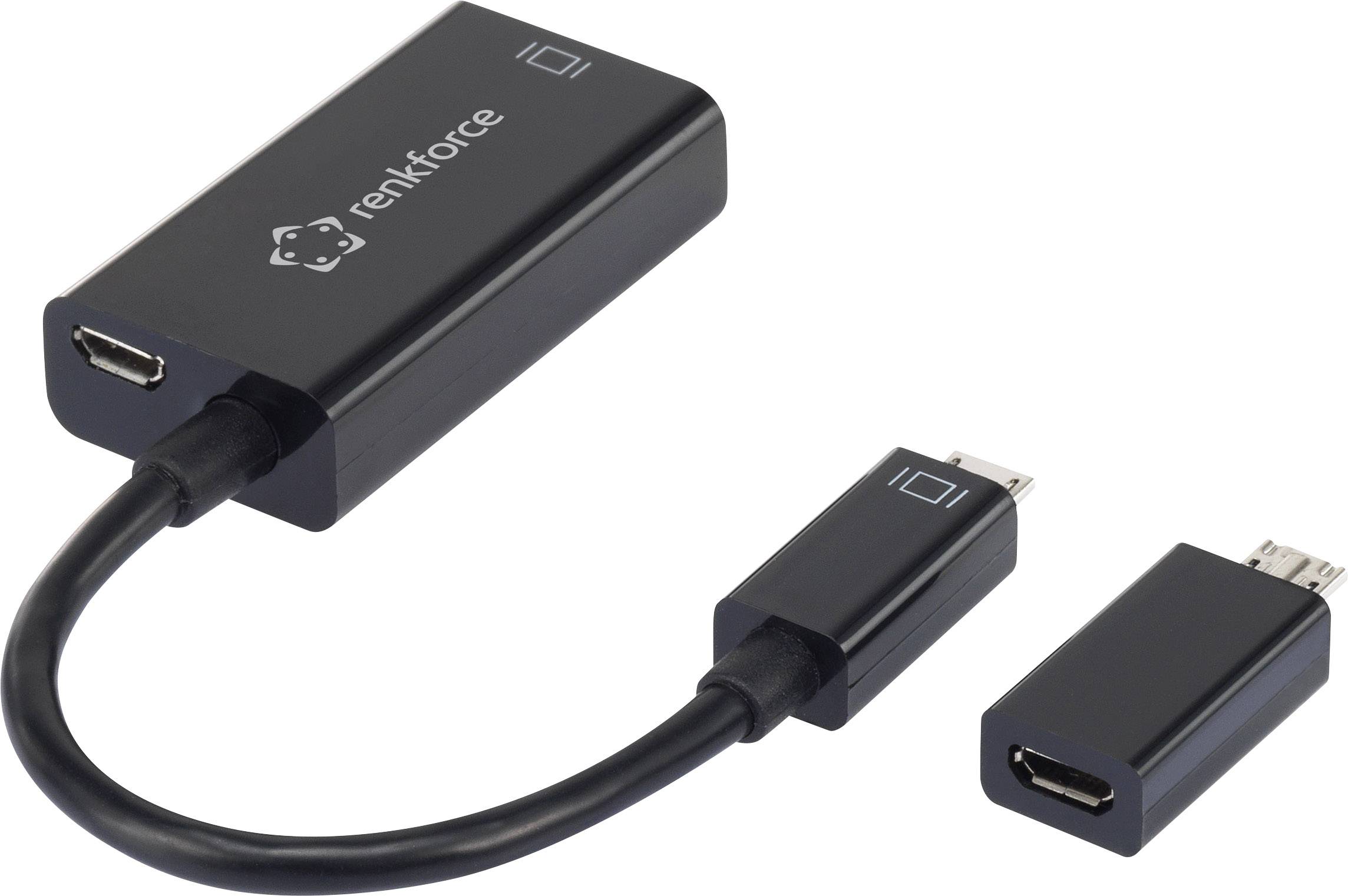 Renkforce RF-4189506 USB / HDMI Adapter [1x USB 2.0 Stecker Micro-B - 1x HDMI-Buchse] Schwarz  10.00 cm