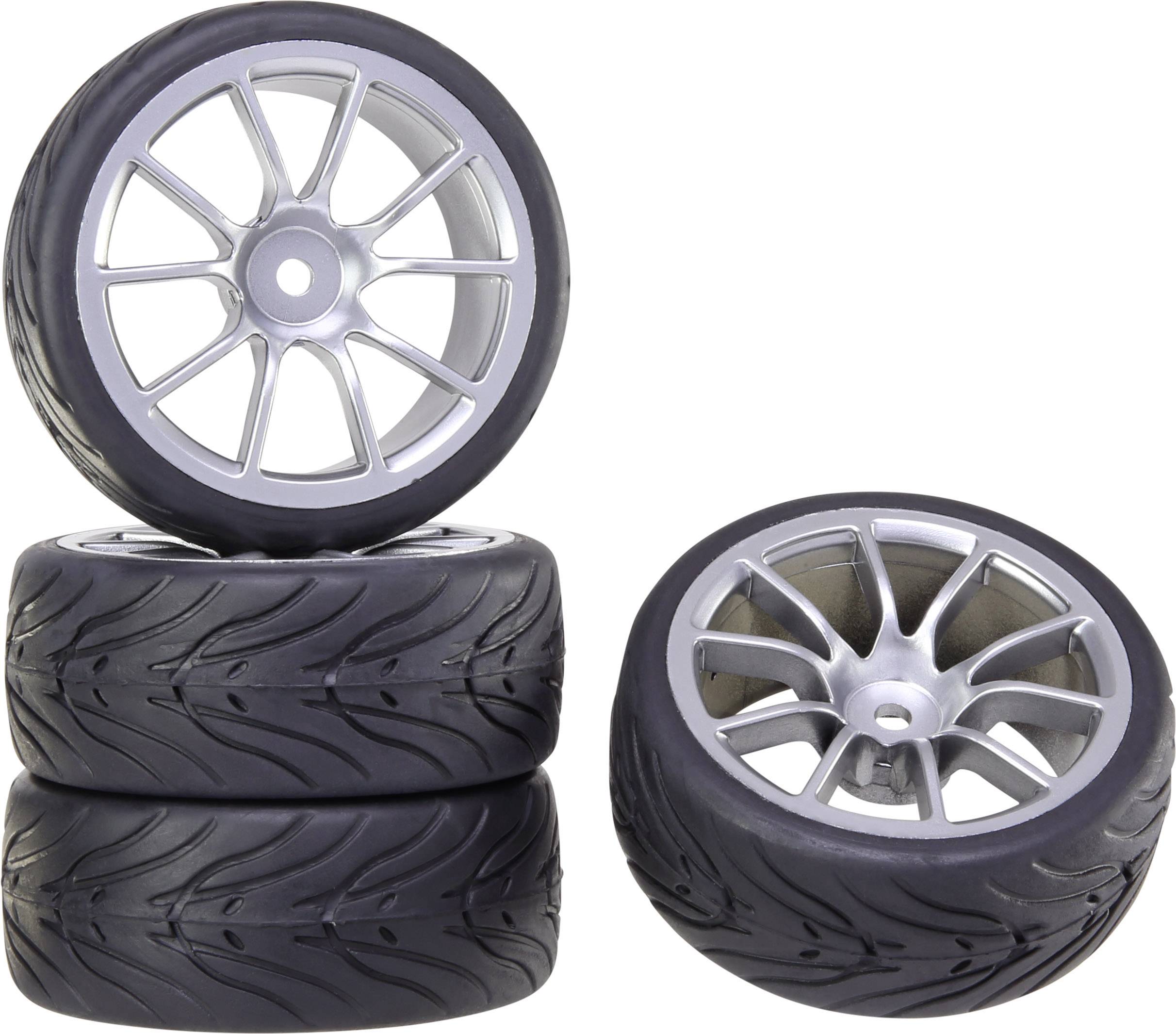 Reely 1:10 Straßenmodell Kompletträder Devil 10-Speichen Silber 4St.