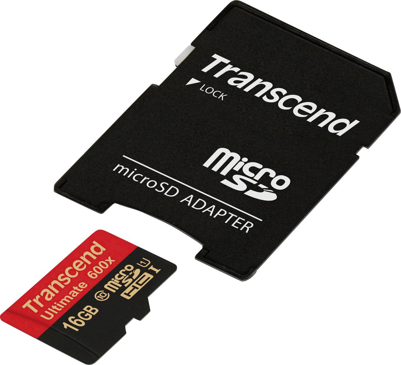 Transcend Ultimate (600x) microSDHC-Karte Industrial 16 GB Class 10, UHS-I inkl. SD-Adapter