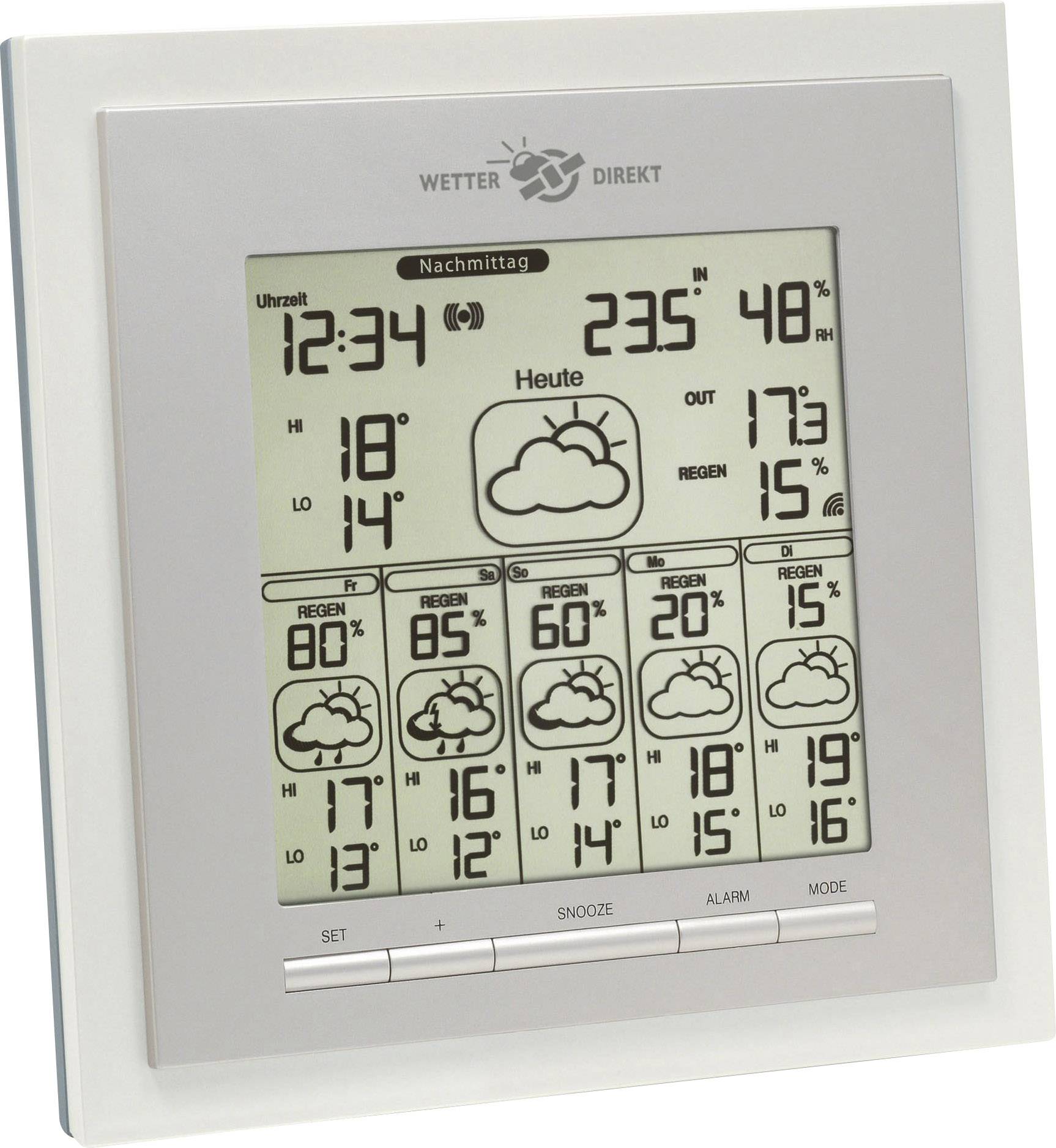TFA Dostmann EOS MAX weiß 35.5015.02 Satelliten Wetterstation Vorhersage für 6 Tage