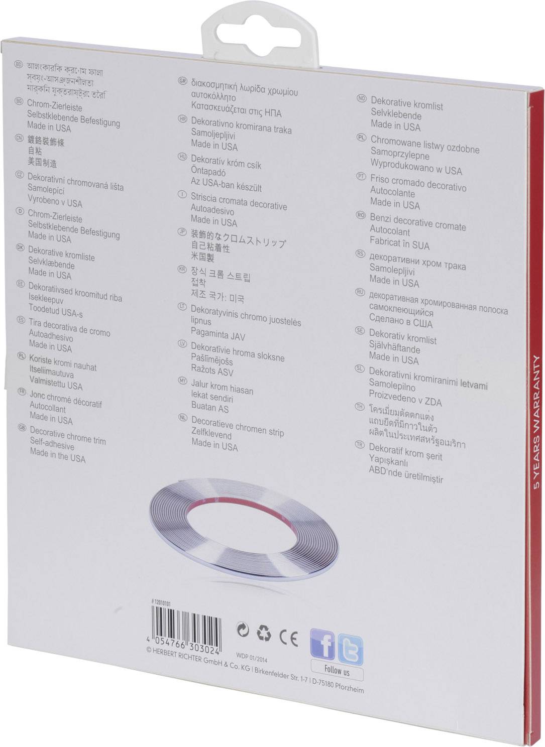 Herbert Richter 12010101 Auto Zierleiste Chrom (L x B) 10m x 3.5mm
