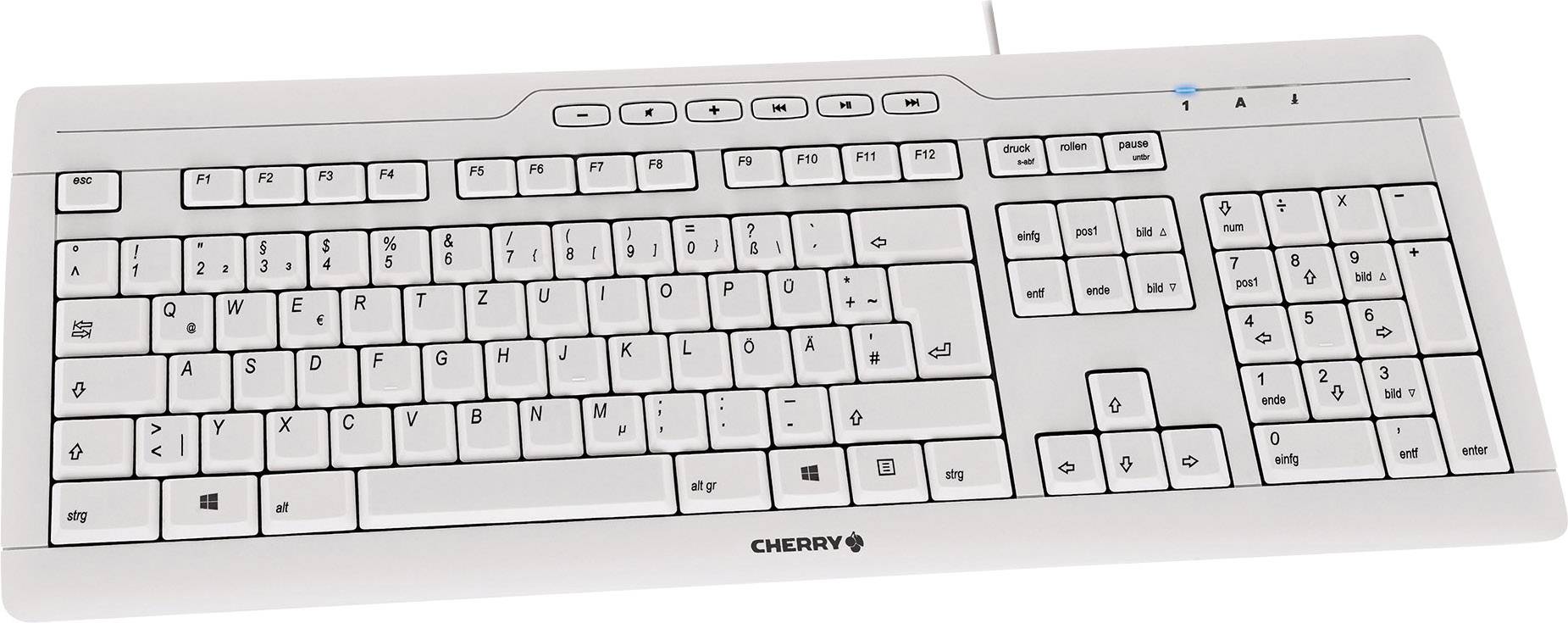 Cherry Stream 3.0 USB-Tastatur Deutsch, QWERTZ, Windows® Grau Ergonomisch, Spritzwassergeschützt