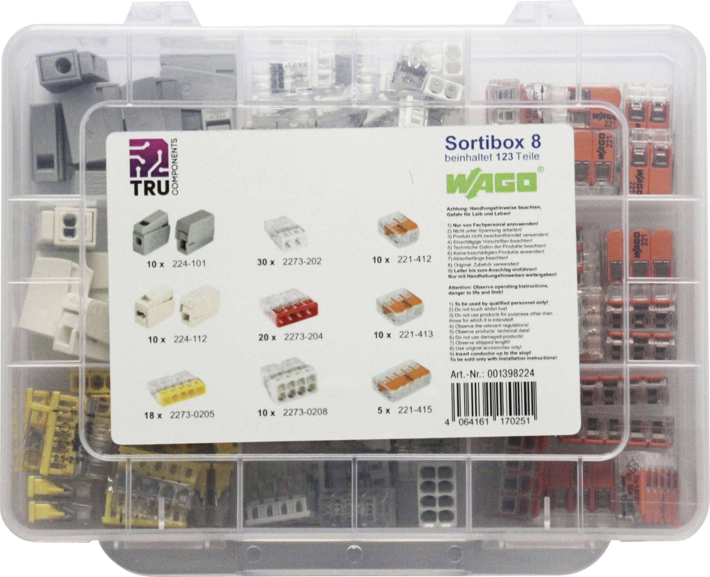 WAGO WA-741-884 Verbindungsklemmen-Sortiment flexibel: 2.5-4 mm² starr: 2.5-4 mm² 123 St.