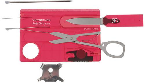 Victorinox SwissCard Lite 0.7300.T Taschenwerkzeug-Set Anzahl Funktionen 13 Rubin (transparent)