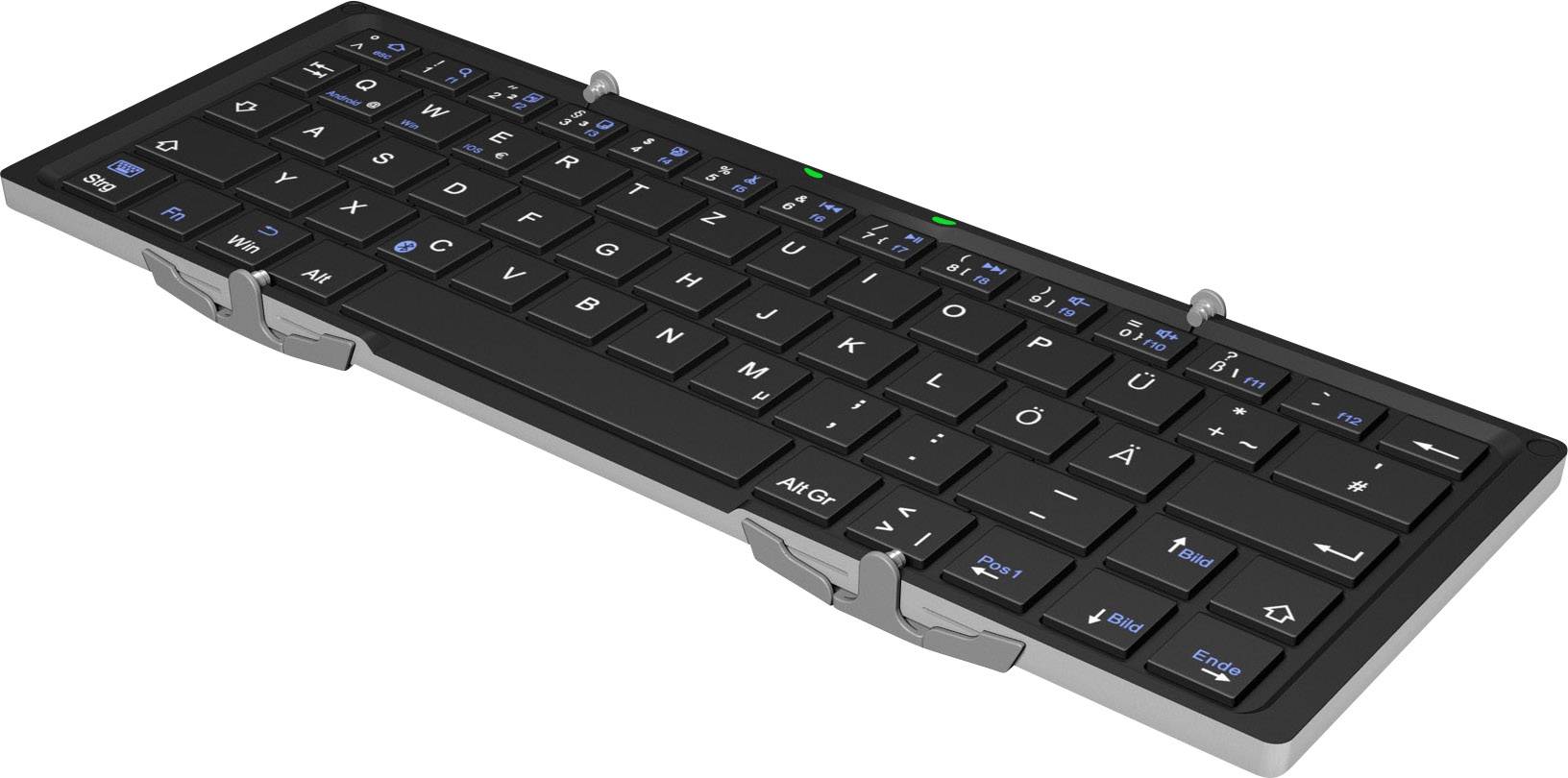 Keysonic KSK-3023BT Bluetooth® Tastatur Deutsch, QWERTZ Schwarz Faltbar, Wiederaufladbar