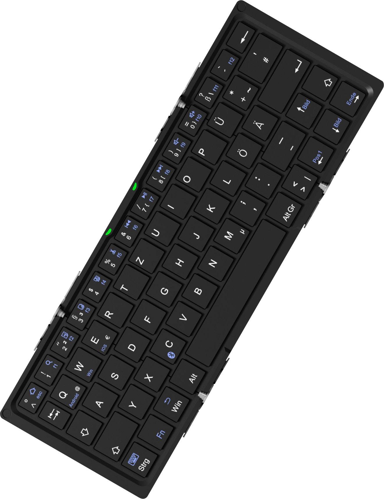 Keysonic KSK-3023BT Bluetooth® Tastatur Deutsch, QWERTZ Schwarz Faltbar, Wiederaufladbar