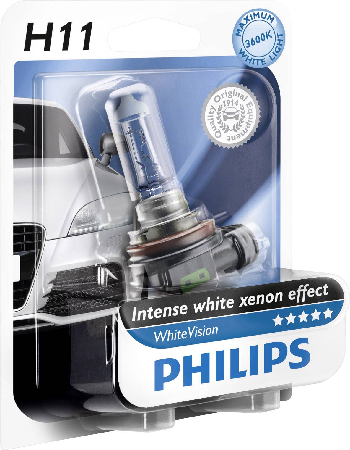Philips 12362WHVB1 Halogen Leuchtmittel WhiteVision Xenon-Effekt H11 55 W 12 V