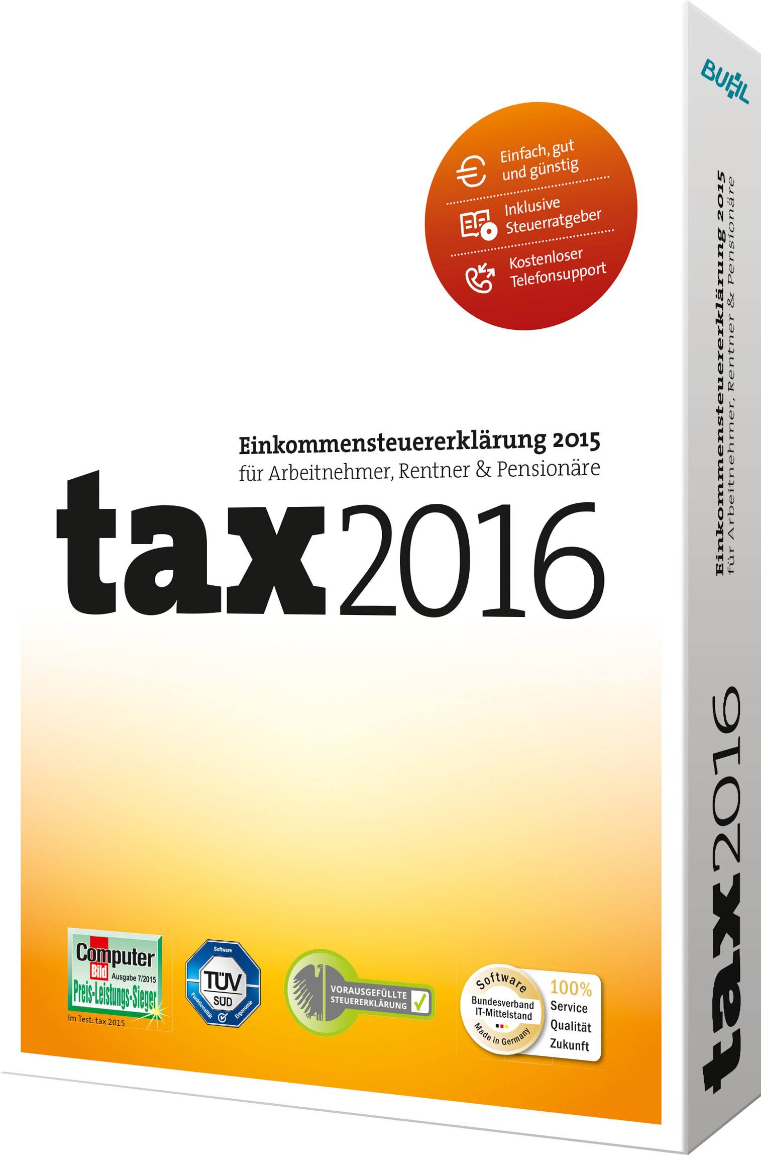 Buhl Data tax 2016 Vollversion, 1 Lizenz Windows Steuer-Software