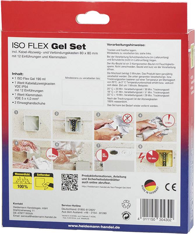 Heidemann 30430 Abzweigkasten mit Vergussmasse (L x B x H) 80 x 80 x 40 mm Grau  1 St.