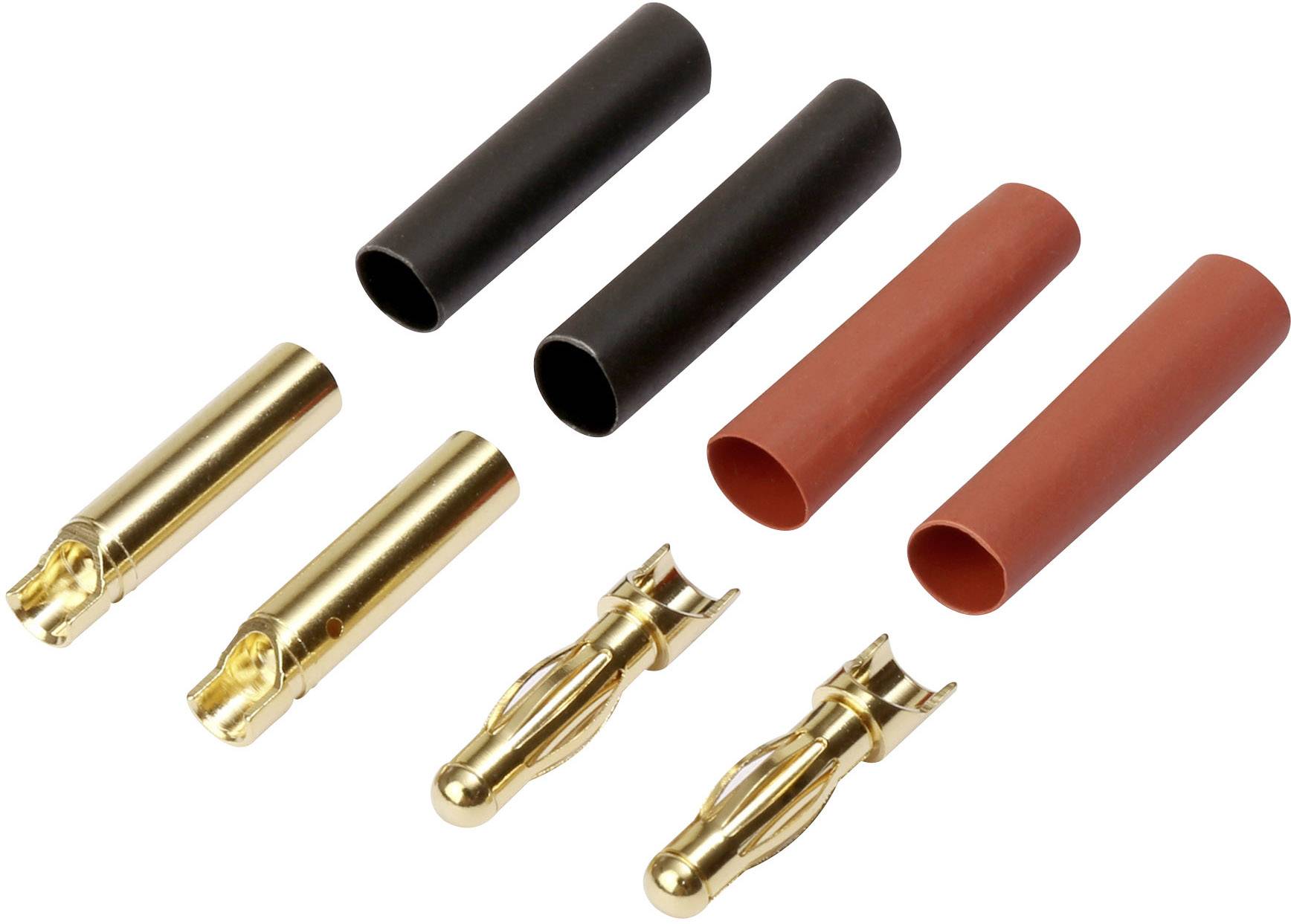 Reely RE-6534192 Akku Stecker, Akku Buchse 4mm vergoldet 40 Paar