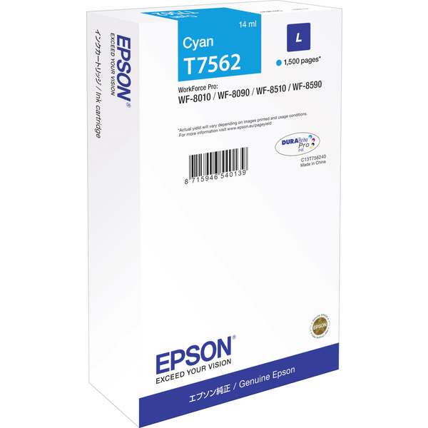 Epson Tinte T7562 Original Cyan C13T756240