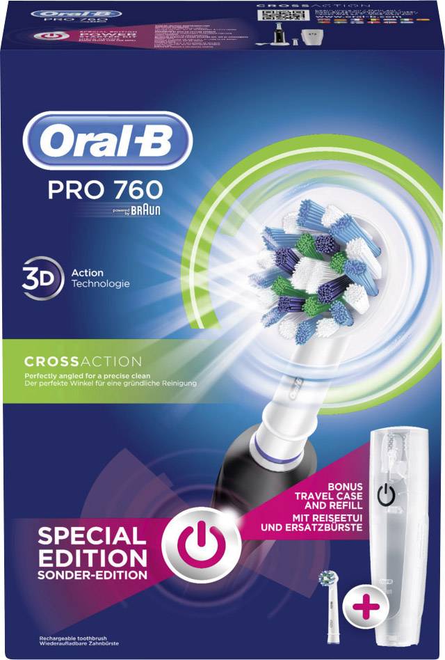 Oral-B Pro 760 Cross Action 137191 Elektrische Zahnbürste Rotierend/Oszilierend/Pulsieren Schwarz, Weiß
