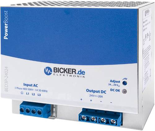 Bicker Elektronik BED3P-48024 Hutschienen-Netzteil (DIN-Rail) 24 V/DC 20A 480W 3 x