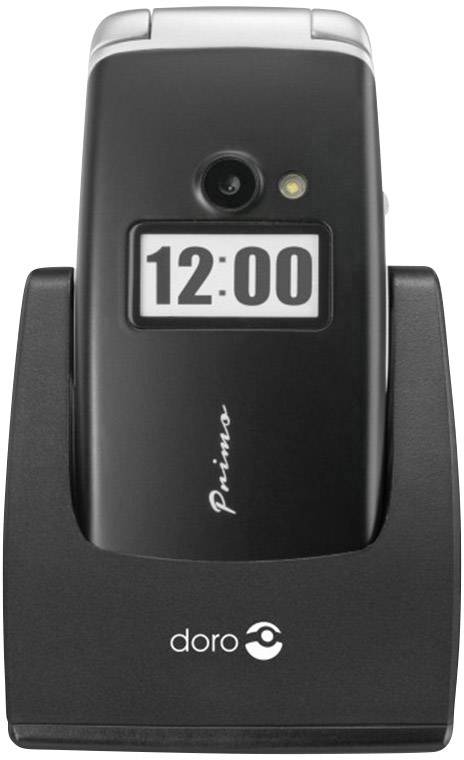 Primo by DORO 413 Senioren-Klapp-Handy mit Ladestation, SOS Taste Schwarz