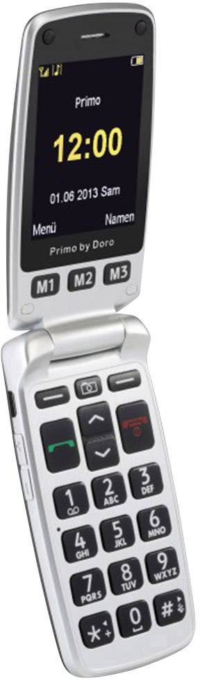 Primo by DORO 413 Senioren-Klapp-Handy mit Ladestation, SOS Taste Schwarz
