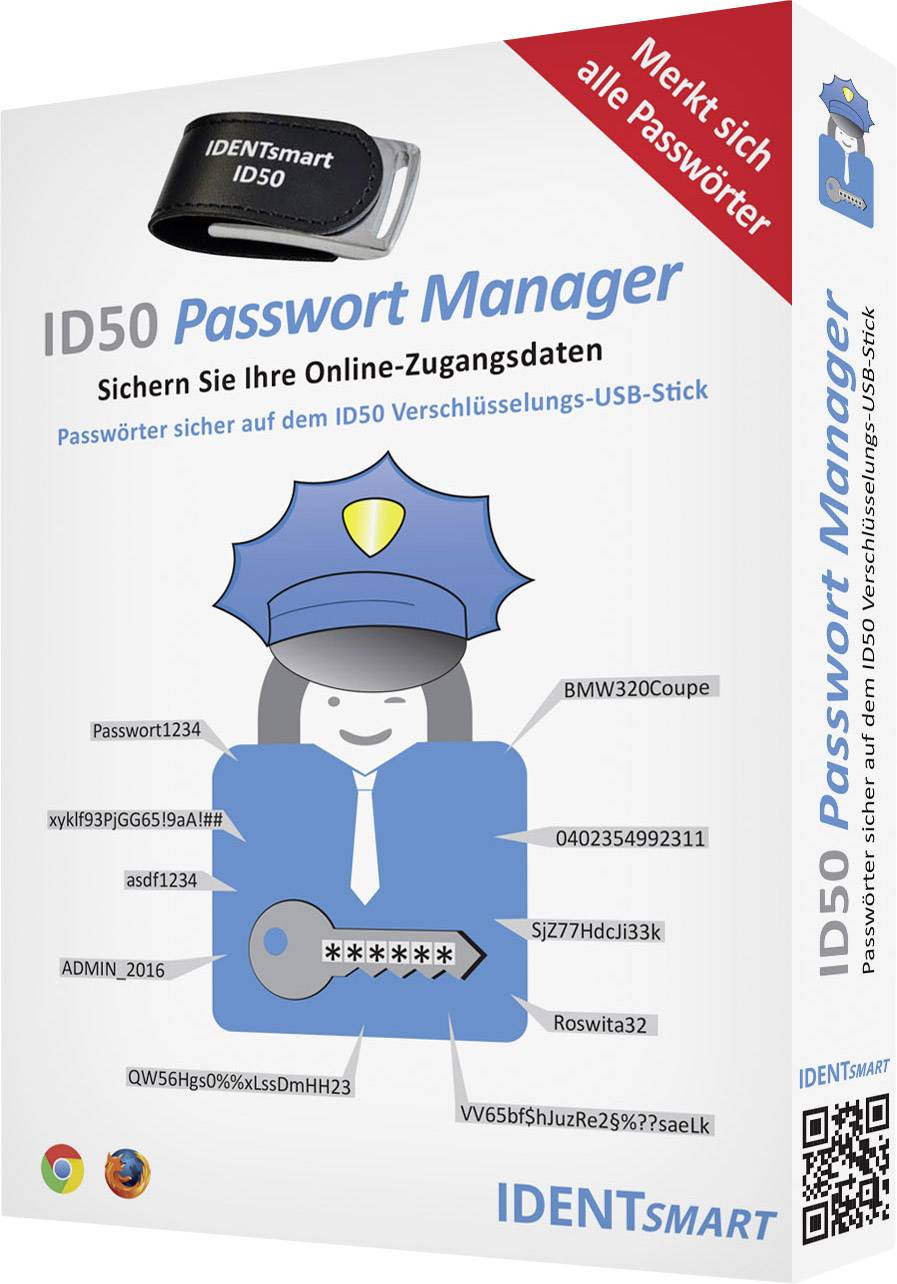 IDENTsmart USB Passwort Manager Stick ID50 Password-Safe TOP SECRET ID050UAWITS1