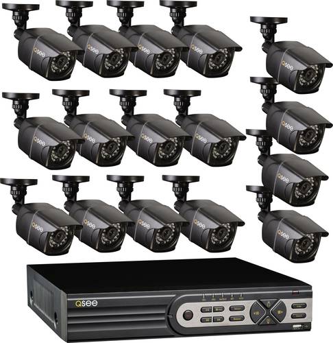 Q-See QT5616-16E2-2 Analog Überwachungskamera-Set 16-Kanal mit 16 Kameras 1000 TVL