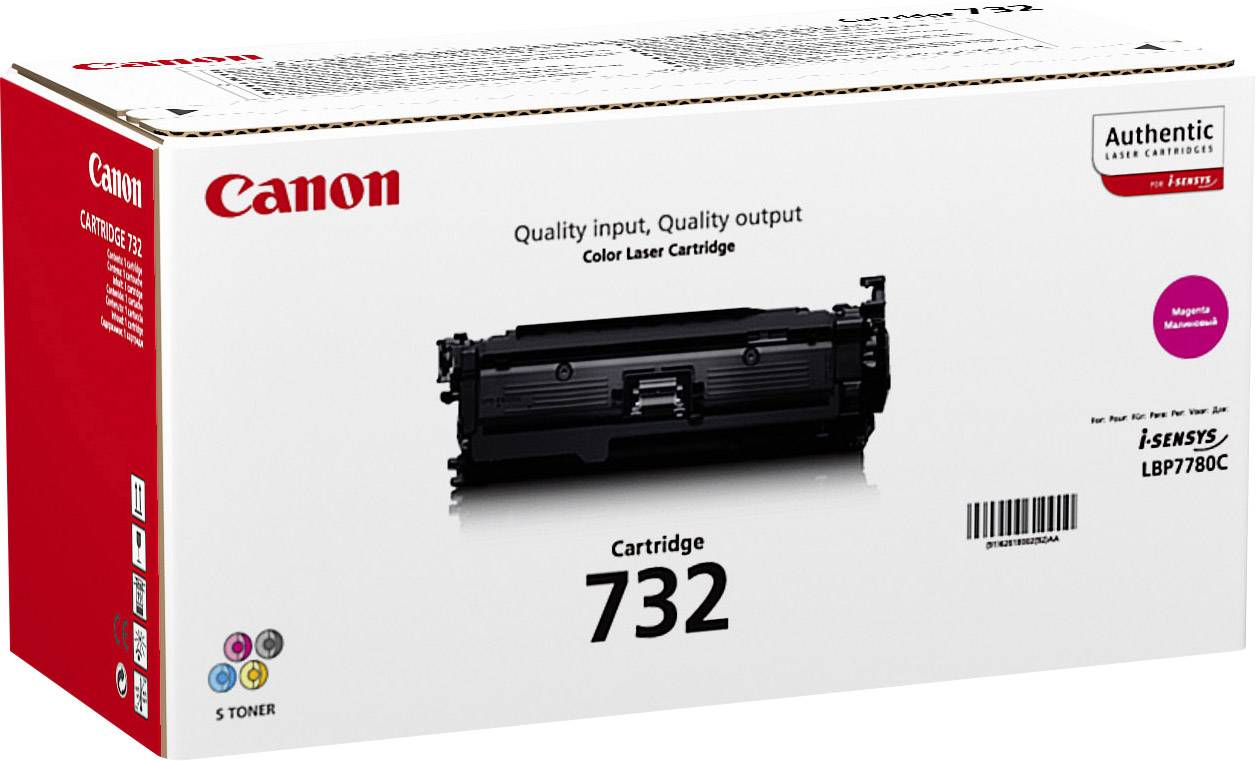 Canon-Farb-Laserdrucker-Tonerkartusche, Modell Nummer 732, für i-SENSYS LBP7780C, zeigt Bild der schwarzen Kartusche.