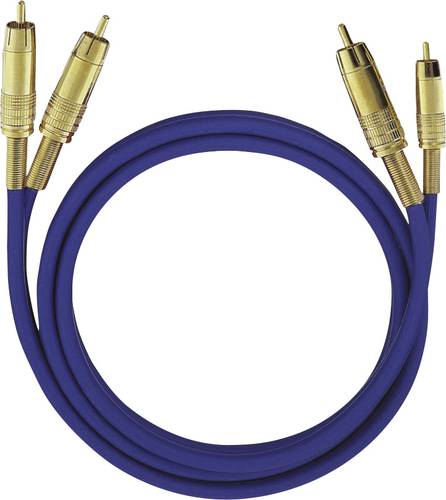 Oehlbach Cinch Audio Anschlusskabel [2x Cinch-Stecker - 2x Cinch-Stecker] 3.00m Blau vergoldete Stec