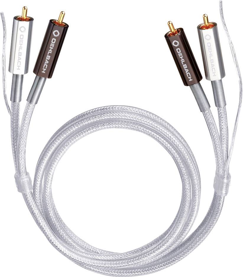 Oehlbach Cinch Audio Anschlusskabel [2x Cinch-Stecker - 2x Cinch-Stecker] 0.50m Transparent vergoldete Steckkontakte Silver