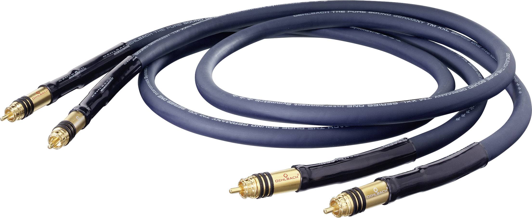 Zwei Audio-Kabel mit vergoldeten Steckern für hochwertige Klangübertragung.