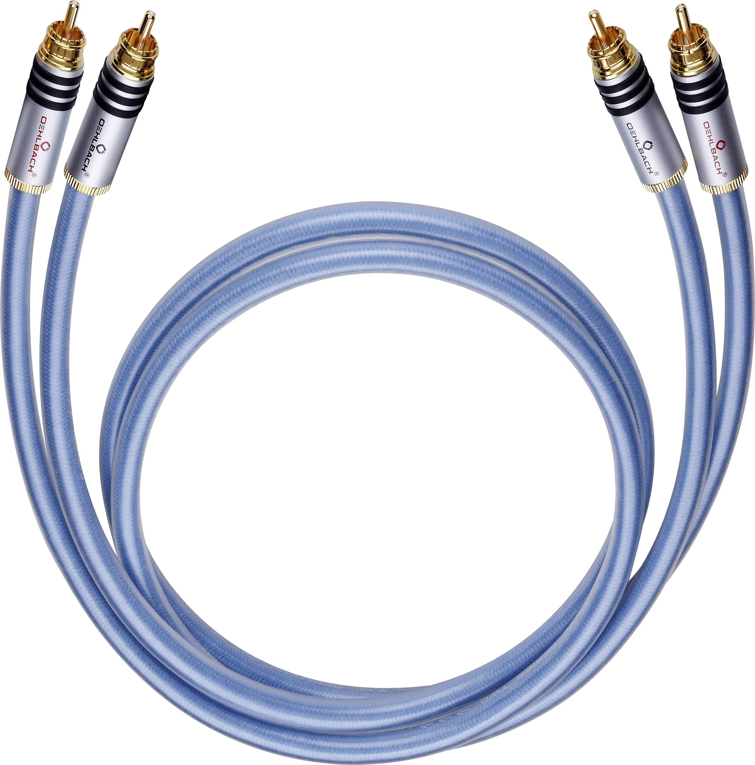 Blaues RCA-Kabel mit goldenen Steckern, geeignet zur Verbindung von Audio-Geräten für hochwertigen Klangübertragungen.