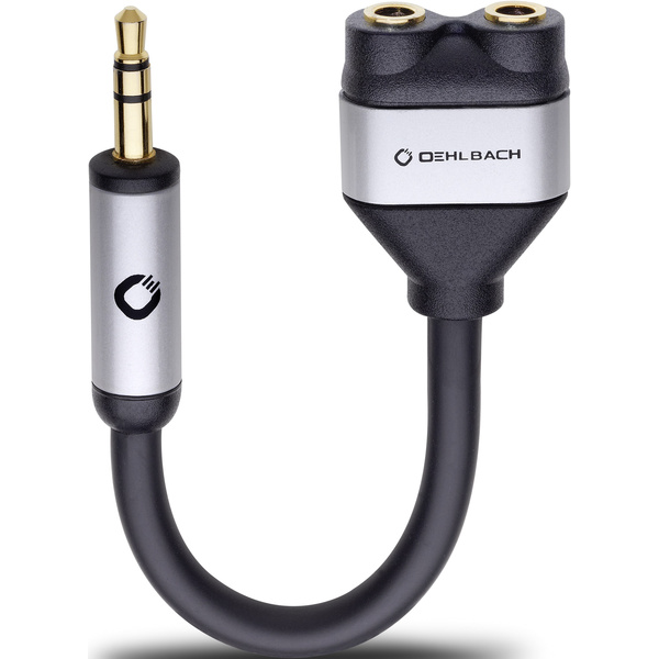 Oehlbach 60021 i-Connect J-AD Klinke Audio Y-Adapter [1x Klinkenstecker 3.5mm - 2x Klinkenbuchse 3.5 mm] Schwarz
