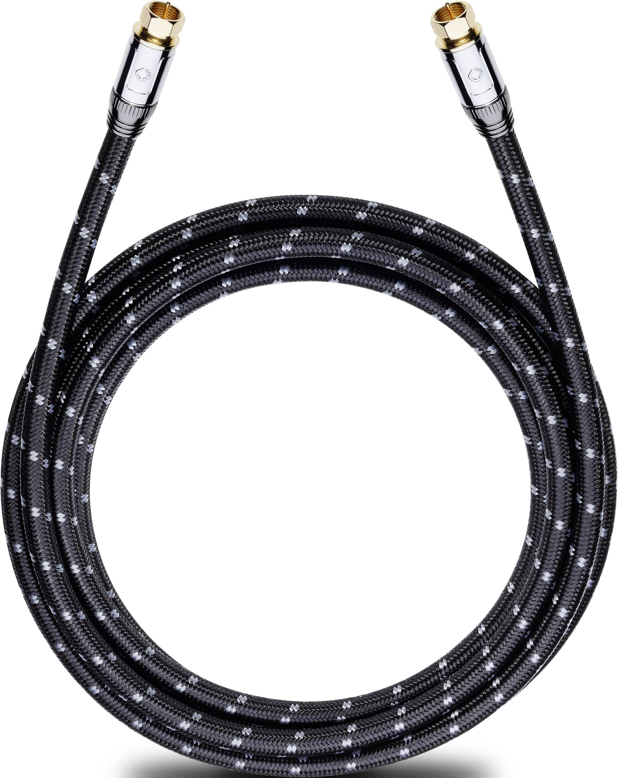 Antennen, SAT Anschlusskabel [1x F-Stecker - 1x F-Stecker] 7.50 m 125 dB vergoldete Steckkontakte, gesleeved Schwarz, Grau