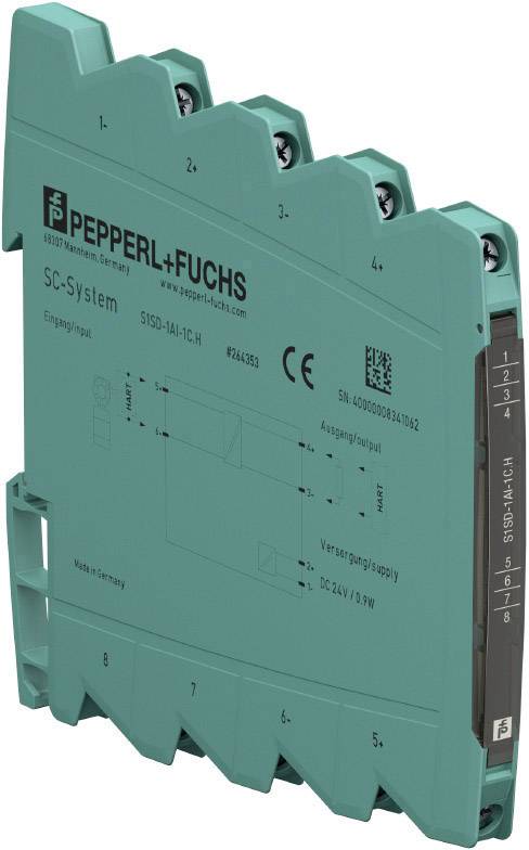 Schmale, grüne Elektronikkomponente des SC-Systems von Pepperl+Fuchs, Modell S150-1AI-1CH, zur Energieversorgung und Signalverarbeitung.