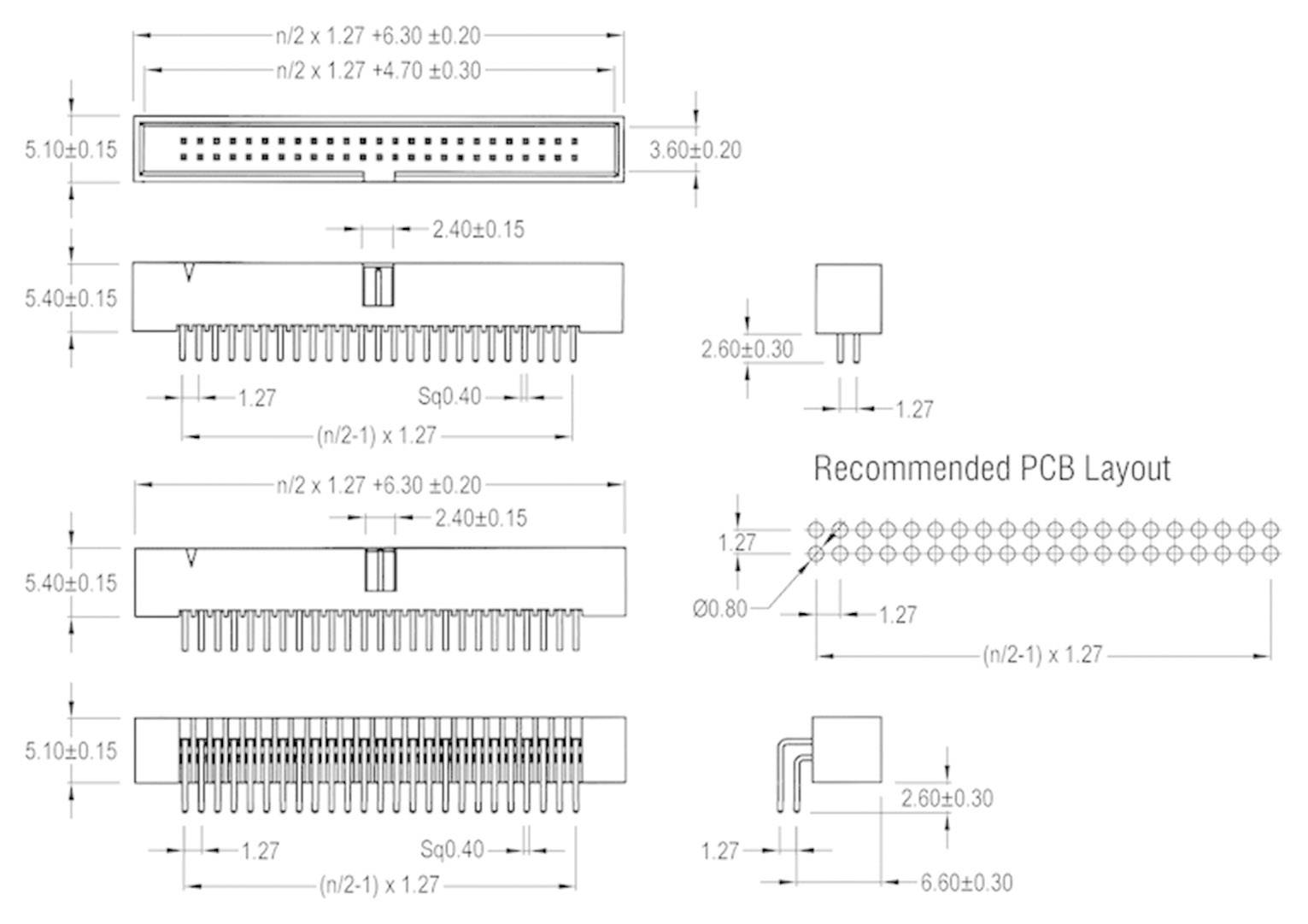 W & P Products 336-010-1-00 Stiftleiste Rastermaß: 1.27mm Polzahl Gesamt: 10 Anzahl Reihen: 2