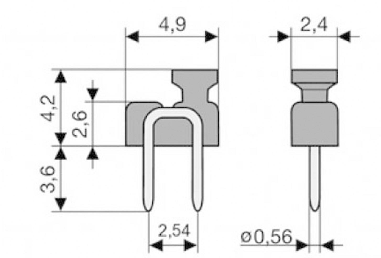 W & P Products 166-10-10-1 166-10-10-1 Kurzschlussbrücke Rastermaß: 2.54mm Polzahl je Reihe:2 Inhalt