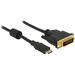 Delock HDMI / DVI Adapterkabel HDMI-Mini-C Stecker, DVI-D 24+1pol. Stecker 1.00m Schwarz 83582 mit Ferritkern, schraubbar