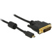 Delock HDMI / DVI Adapterkabel HDMI-Micro-D Stecker, DVI-D 24+1pol. Stecker 2.00 m Schwarz 83586 mi
