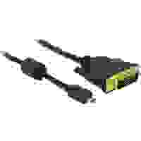 Delock HDMI / DVI Adapterkabel HDMI-Micro-D Stecker, DVI-D 24+1pol. Stecker 2.00m Schwarz 83586 mit Ferritkern, schraubbar
