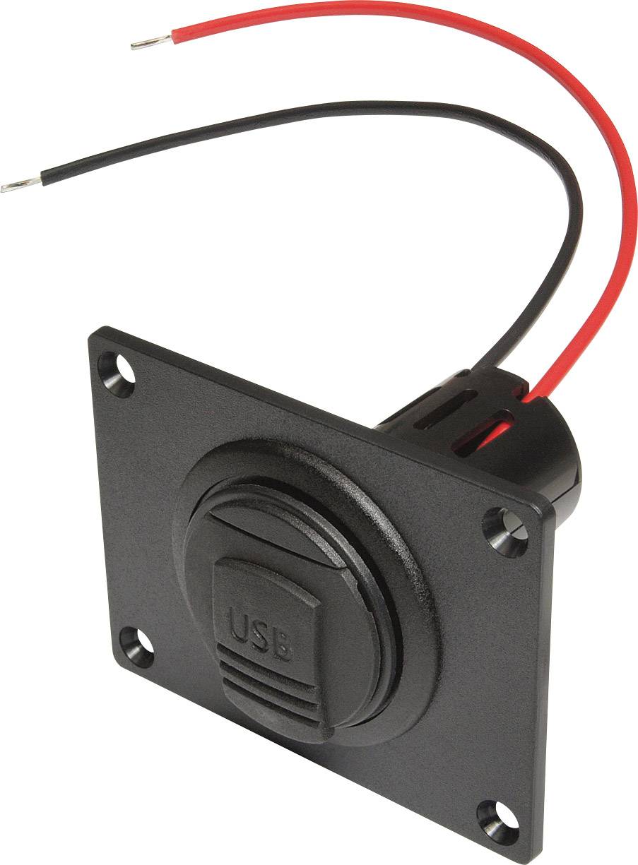 ProCar Power USB Einbausteckdose mit Montageplatte und Deckel Belastbarkeit Strom max.=3 A Passend