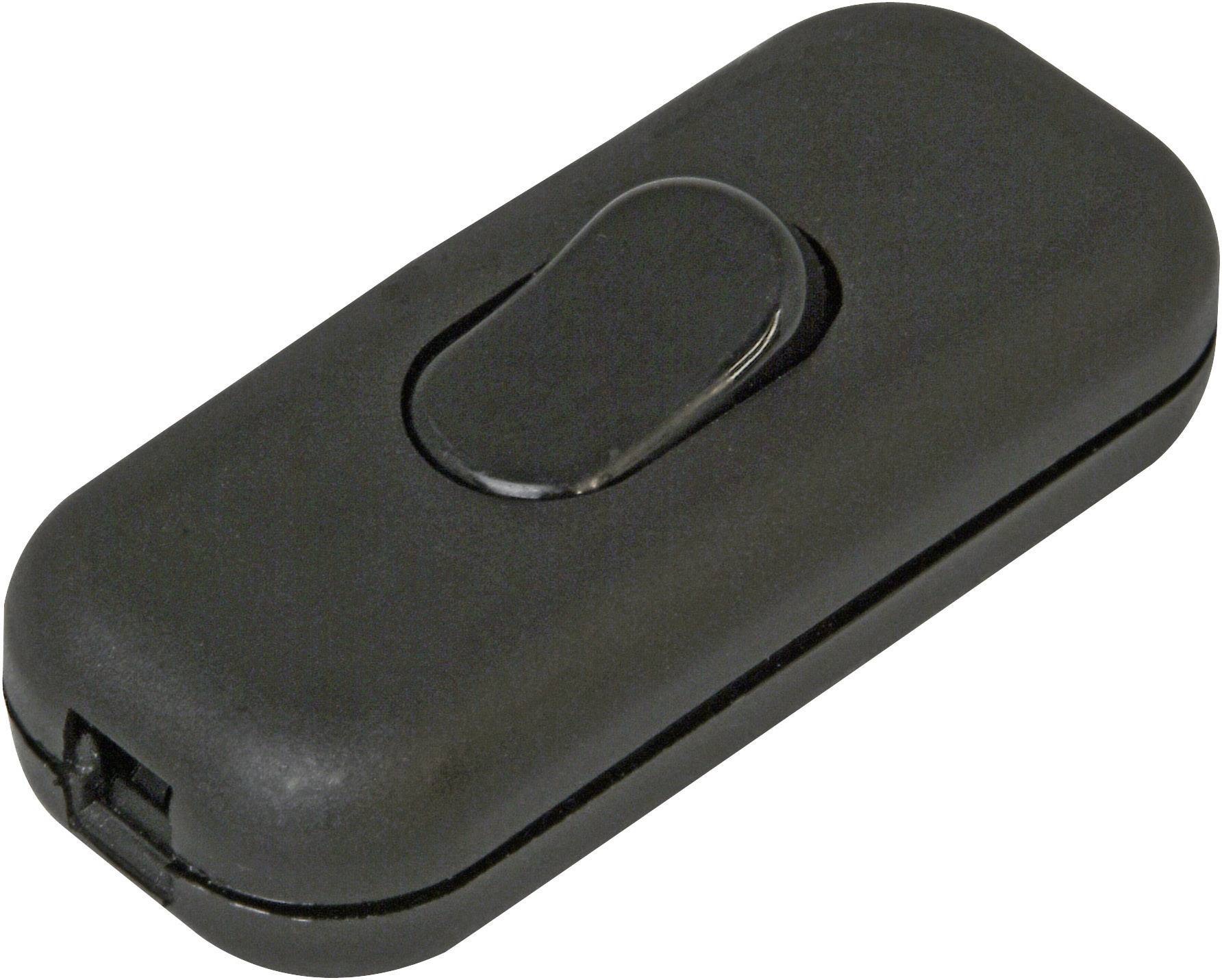 Kopp 191305001 Schnurschalter mit Zugentlastung Schwarz 1 x Aus/Ein 6A 1St.